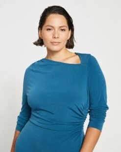 New Release 21 Velvety-Cool Jersey Cinched Dress - Midnight Rain