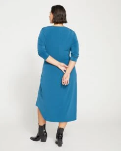 Velvety-Cool Jersey Cinched Dress - Midnight Rain -ChicLuxe Store Asymmetrical Dress Legion Blue USDR1514 574 004 058 2048x