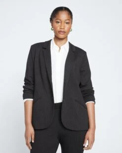 Beas Ponte Blazer - Slate Pinstripe