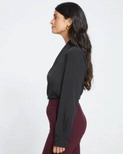 Better-Than-Silk Long Sleeve V-Neck Top - Black -ChicLuxe Store Better Than Silk Long Sleeve V Neck Top Black USTO1177L 001 003 105 2048x