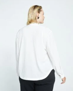 Better-Than-Silk Long Sleeve V-Neck Top - White -ChicLuxe Store Better Than Silk Long Sleeve V Neck Top Broken White USTO1177L 534 004 029 2048x