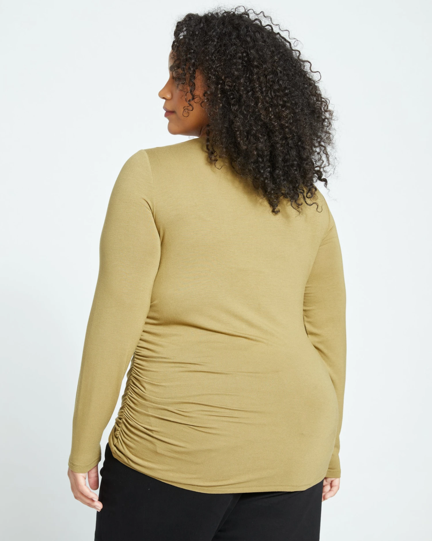 Louise Liquid Jersey Top - Smokey Olive - Image 4