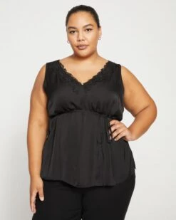 Starry Satin Top - Black -ChicLuxe Store Bias Lace Top Black USTO1525 001 001 053 2048x