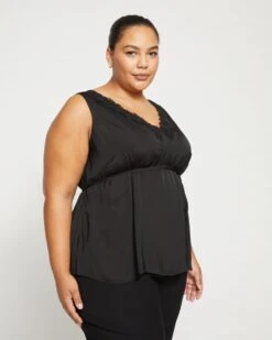 Starry Satin Top - Black -ChicLuxe Store Bias Lace Top Black USTO1525 001 003 056 2048x