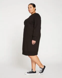 Bree Sweatshirt Dress - Black -ChicLuxe Store Bree Sweatshirt Dress Black USTO0219 001 003 020 2048x
