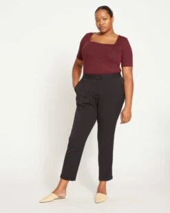 All Day Cuffed Cigarette Pants - Black -ChicLuxe Store CUFFED CIGARETTE TWILL PANT Black USPA1069C 001 001 055 2048x