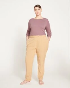 All Day Cuffed Cigarette Pants - Cafe Au Lait