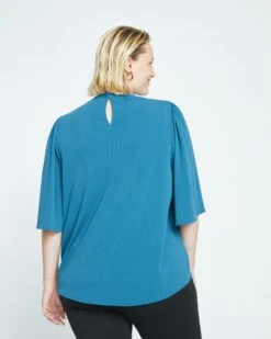 Crepe Jersey Capelet Blouse - Midnight Rain -ChicLuxe Store CapeletTop LegionBlue USTO1236A 574 004 028 2048x