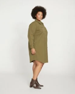 Carefree Stretch Twill Shirtdress - Ivy -ChicLuxe Store Carefree Stretch Twill Shirtdress Ivy USDR1088C 135 003 009 2048x