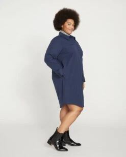 Carefree Stretch Twill Shirtdress - Navy -ChicLuxe Store Carefree Stretch Twill Shirtdress Navy USDR1088C 029 003 053 2048x