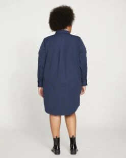 Carefree Stretch Twill Shirtdress - Navy -ChicLuxe Store Carefree Stretch Twill Shirtdress Navy USDR1088C 029 004 060 2048x