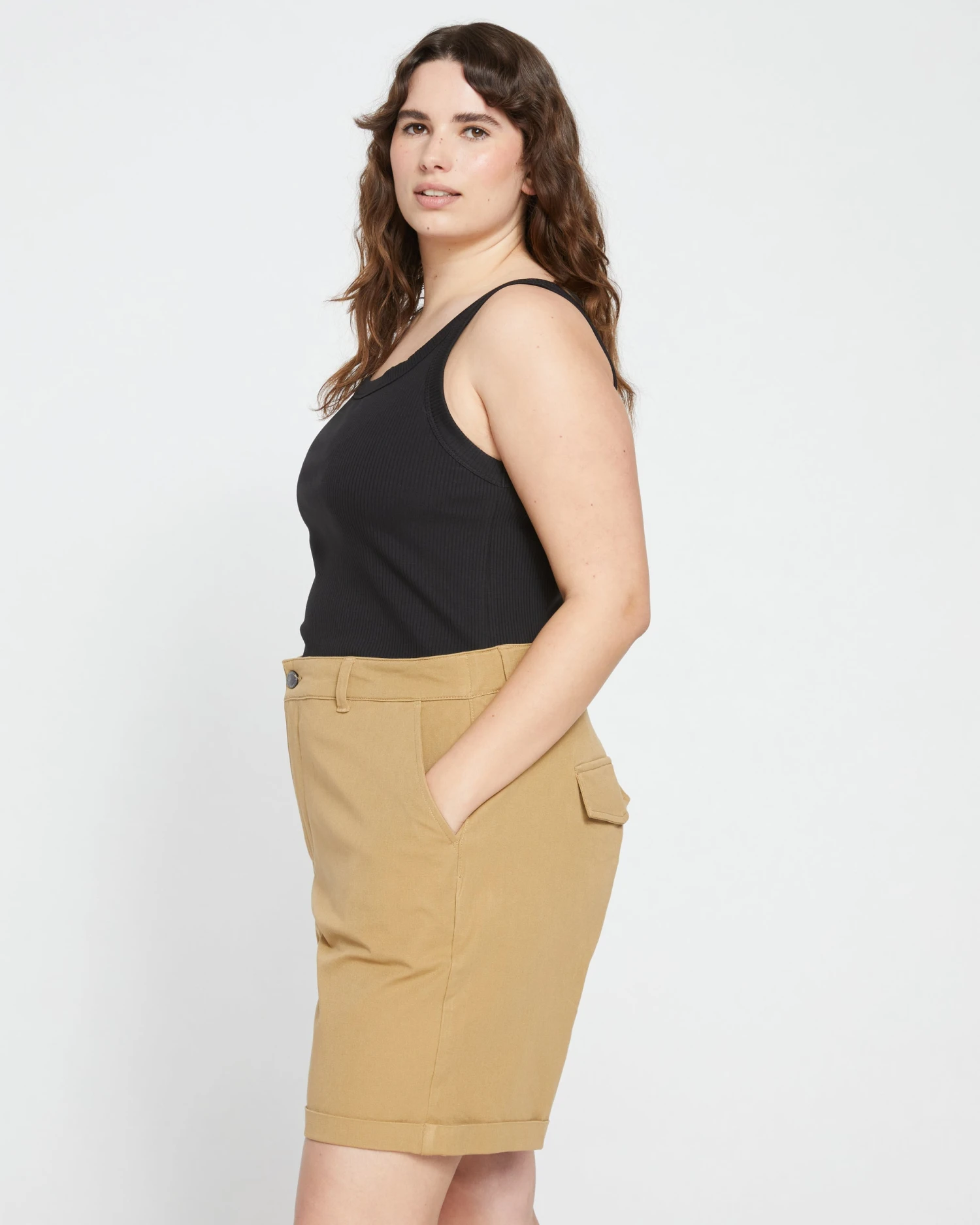 Casual Stretch Twill Shorts - Vintage Khaki - Image 3