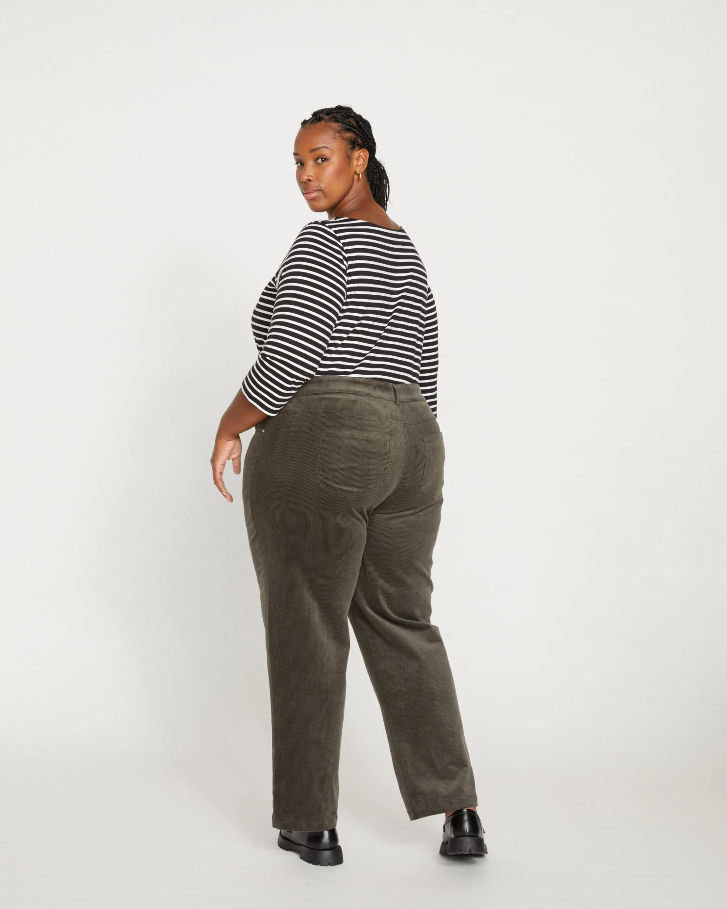 Cassidy High Rise Straight Corduroy Pants - Nori - Image 4