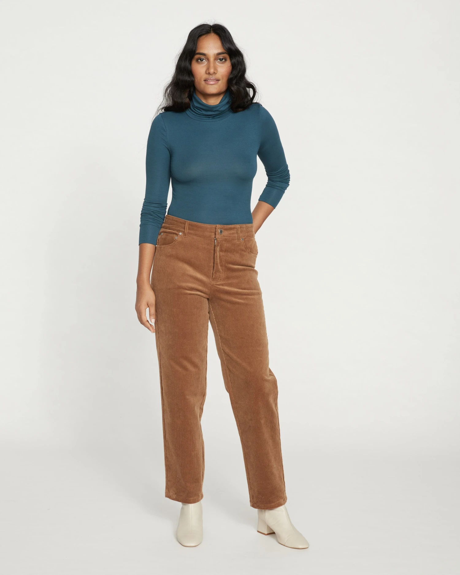 Cassidy High Rise Straight Corduroy Pants - Foie Gras - Image 2