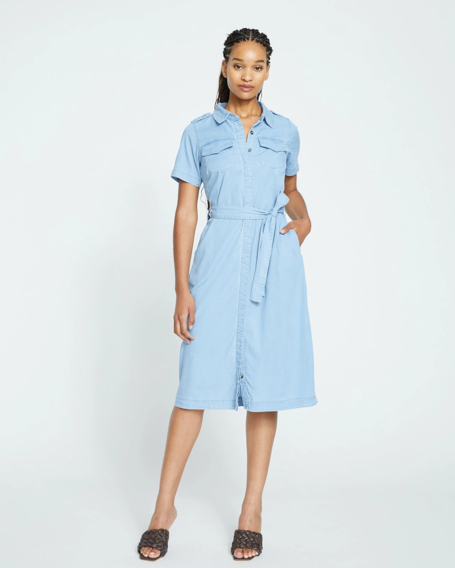 Perfect Chambray Savannah Shirtdress - Morning Blue