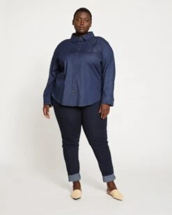 Classic Denim Shirt - Dark Indigo -ChicLuxe Store Classic Denim Shirt Dark Indigo USTO0974 008 004 003 2048x