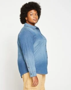 Minimalist Denim Shirt - Vintage Indigo -ChicLuxe Store Classic Denim Shirt No Pocket USTO0974NP 300 003 010 2048x