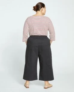 Newport Sateen Wide Leg Pant - Black -ChicLuxe Store Cotton Sateen Wide Leg Pant Black USPA1332 001 004 037 2048x