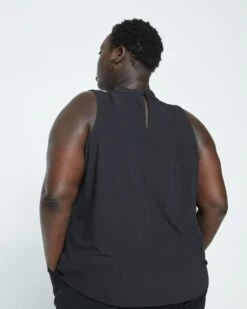 Crepe Jersey Cowl Tank Blouse - Black -ChicLuxe Store Cowl Neck Top Black USTO1466 001 004 061 2048x