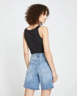 Katie High Rise Crossover Denim Shorts - Distressed Vintage Indigo Wash -ChicLuxe Store Crossover Denim Shorts Wash 131 USPA1138S 493 004 023 2048x