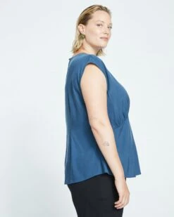 Cooling Stretch Cupro Shell Top - Storm -ChicLuxe Store Cupro Crew Neck Top Moonlit Ocean USTO1380 178 003 020 2048x