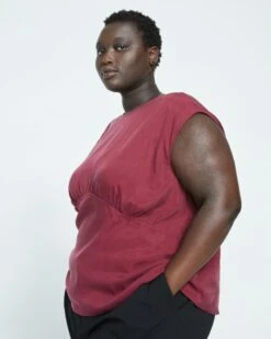 Cooling Stretch Cupro Shell Top - Rioja -ChicLuxe Store Cupro Crew Neck Top Zinfandel USTO1380 577 003 028 2048x