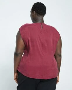 Cooling Stretch Cupro Shell Top - Rioja -ChicLuxe Store Cupro Crew Neck Top Zinfandel USTO1380 577 004 035 2048x