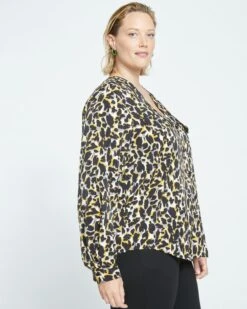 Cooling Stretch Cupro Button-Down Blouse - Leopard -ChicLuxe Store Cupro Marta Button Down Blouse Animal Print USTO1422 576 003 005 2048x