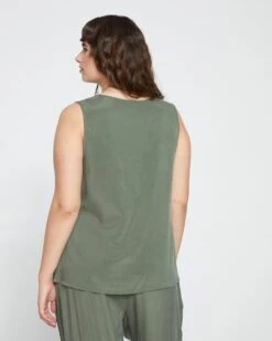 Cooling Stretch Cupro Tank - Tarragon -ChicLuxe Store Cupro Tank Soft Olive USTO1373 536 004 022 colorcorrect 1 2048x