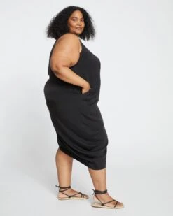 Iconic Cooling Cupro Geneva V Tank Dress - Black -ChicLuxe Store Cupro V Neck Tank Geneva Dress Black USDR1393 001 003 019 2048x