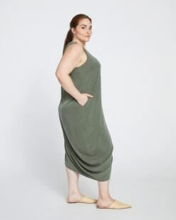 Iconic Cooling Cupro Geneva V Tank Dress - Tarragon -ChicLuxe Store Cupro V Neck Tank Geneva Dress Soft Olive USDR1393 536 003 021 colorcorrect 2048x