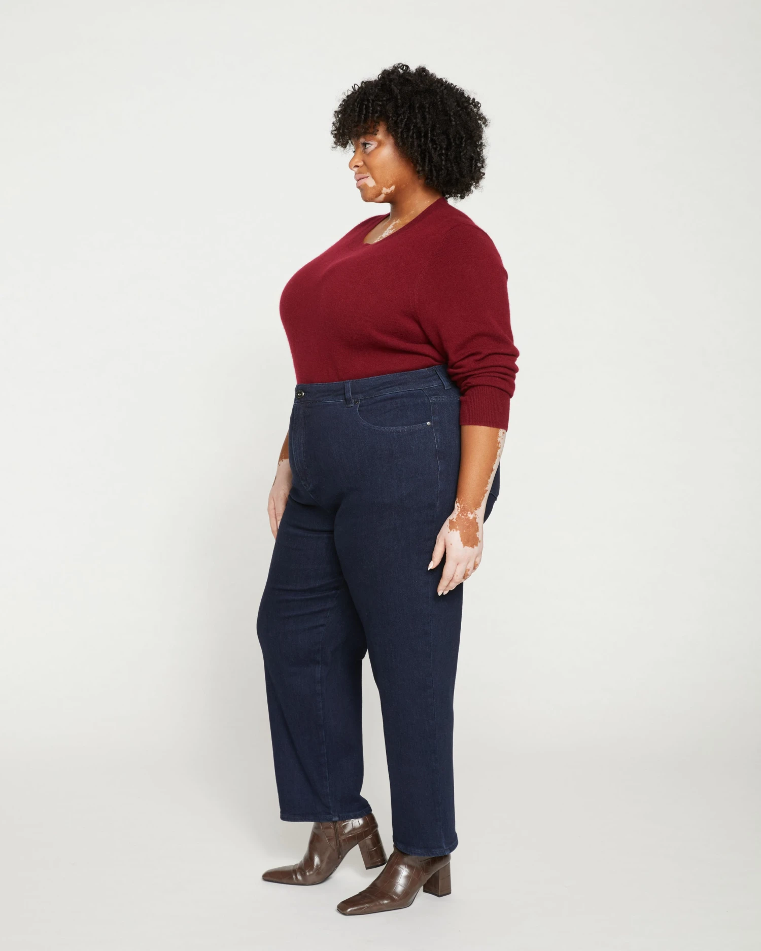 Donna High Rise Curve Straight Leg Jeans 27 Inch - Dark Indigo - Image 3