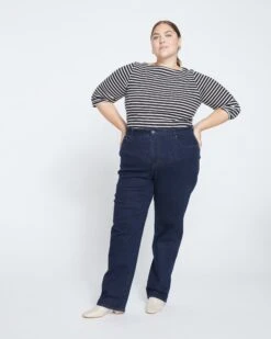 Donna High Rise Curve Straight Leg Jeans 32 Inch - Dark Indigo