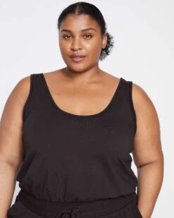 Superfine French Terry Jumpsuit - Black -ChicLuxe Store Drawstring Jumpsuit Black USLG1282 001 002 019 2048x