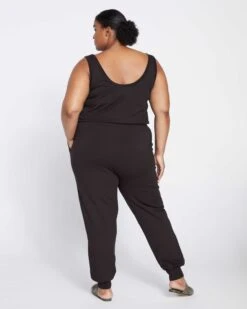 Superfine French Terry Jumpsuit - Black -ChicLuxe Store Drawstring Jumpsuit Black USLG1282 001 004 038 2048x