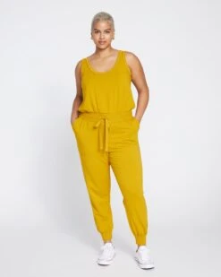 Superfine French Terry Jumpsuit - Mustard