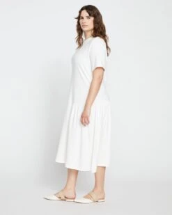 Sunday Garden T-Shirt Dress - White -ChicLuxe Store Dropped waist T Shirt Dress Broken White USDR1326A 534 003 022 2048x