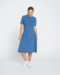 Sunday Garden T-Shirt Dress - Bleu Scolaire