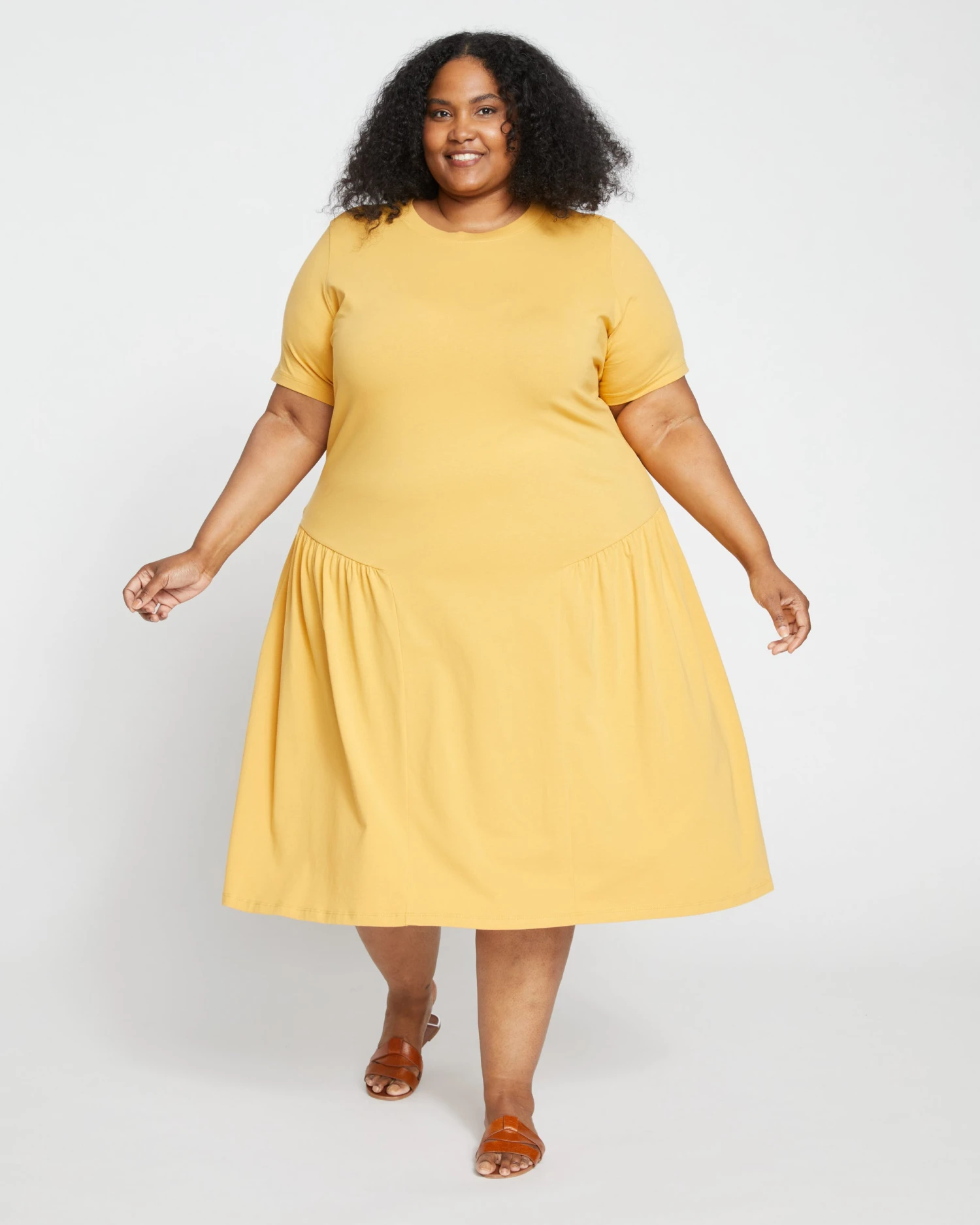 Sunday Garden T-Shirt Dress - Custard
