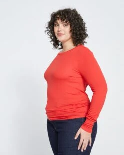 Foundation Long Sleeve Crew Neck Tee - Sanguinello -ChicLuxe Store Eco Foundation Long Sleeve Crewneck Tee Aura Orange USFD0167E 360 003 023 2048x