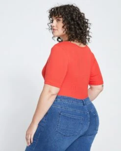 Foundation Short Sleeve Square Neck Tee - Sanguinello -ChicLuxe Store Eco Foundation Short Sleeve Square Neck Tee Aura Orange USFD0880E 360 004 015 2048x