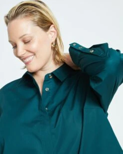 Elbe Stretch Poplin Shirt Classic Fit - Forest Green -ChicLuxe Store ElbeStretchPoplinShirtClassicFit ForestGreen USTO1183 013 002 004 2048x