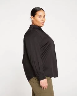 Elbe Popover Stretch Poplin Shirt Classic Fit - Black -ChicLuxe Store Elbe Shirt Black US20017N 001 003 026 2048x