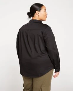 Elbe Popover Stretch Poplin Shirt Classic Fit - Black -ChicLuxe Store Elbe Shirt Black US20017N 001 004 033 2048x