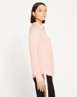 Elbe Liquid Jersey Shirt Classic Fit - Rose -ChicLuxe Store FULL Liquid Jersey PLACKET KNIT ELBE Mahogany Rose USTO1159 387 003 647 2048x