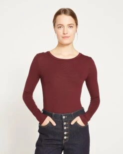 Foundation Long Sleeve Crew Neck Tee - Black Cherry -ChicLuxe Store Foundation Long Sleeve Crew Neck Tee Black Cherry USFD0167E 190 002 0161 2048x