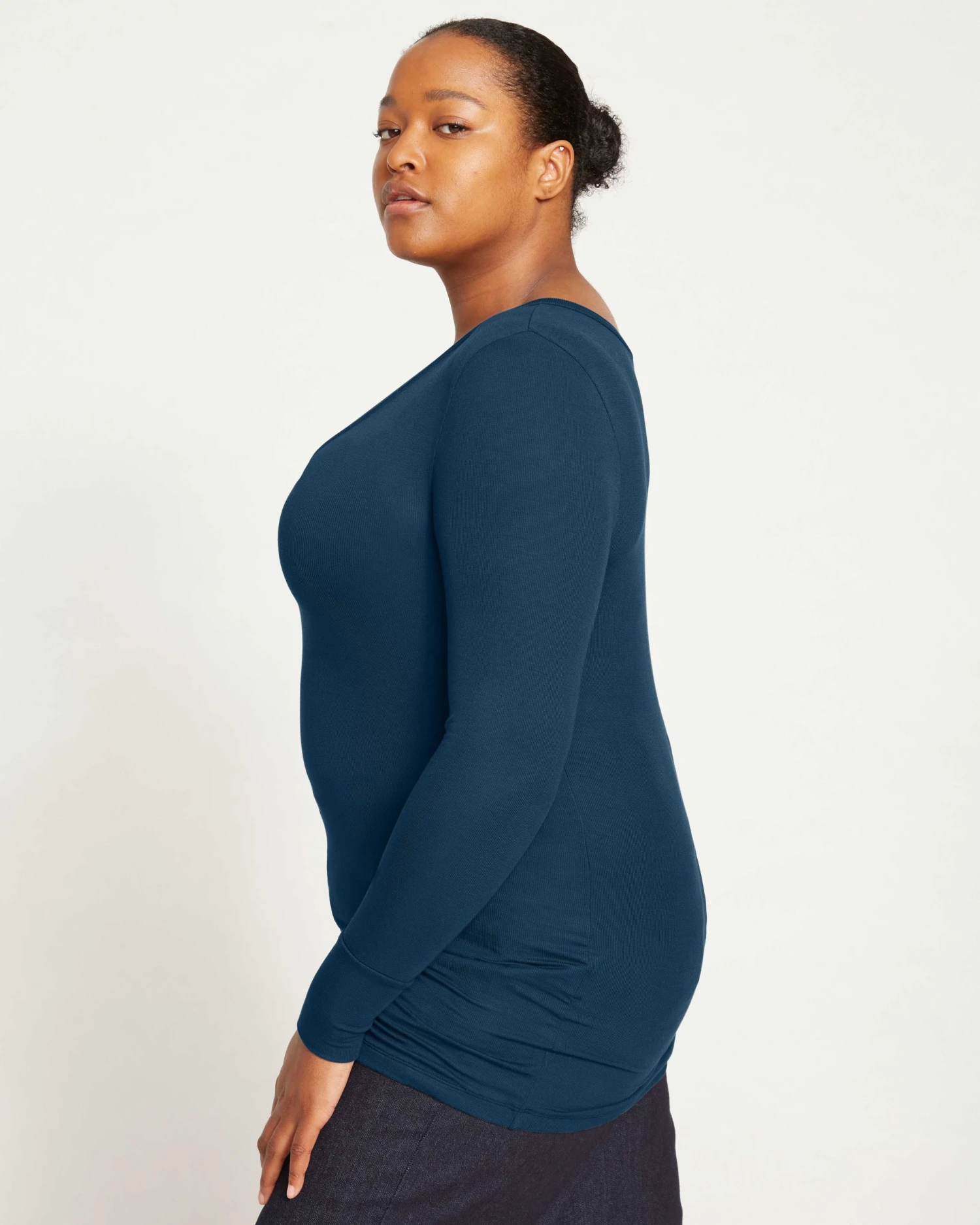 Foundation Long Sleeve V-Neck Tee - Deep Sea - Image 3