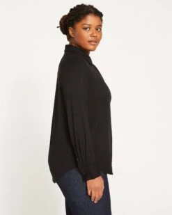 Elbe Liquid Jersey Shirt Classic Fit - Black 7 Elbe Liquid Jersey Shirt Classic Fit - Black -ChicLuxe Store Full Placket Liquid Jersey Knit Elbe Shirt Black USTO1159 001 003 014 2048x