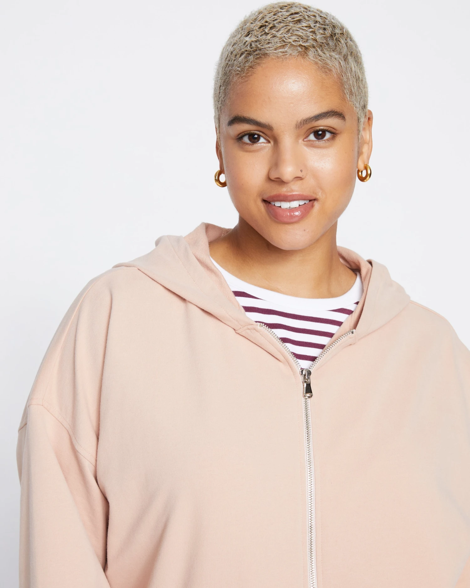 Fundamental French Terry Zip Up Hoodie - Mahogany Rose - Image 3