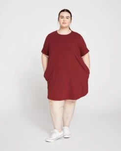 Halie T-Shirt Dress - Brick Red